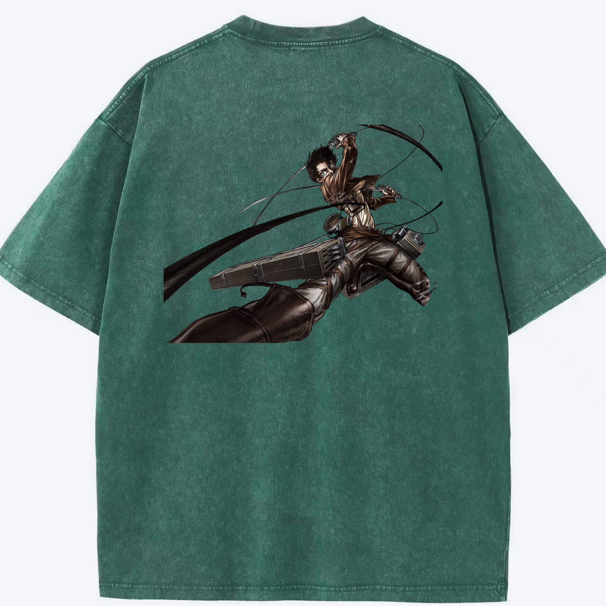 （画像用） 進撃の巨人 エレン･イェーガー Attack on Titan Eren Jäger 綿100% ヴィンテージ風 半袖Tシャツ（背面プリント）